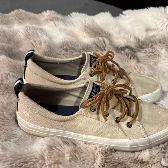 Sperry Beige Canvas Shoes with Brown Laces - Picture 4 of 10